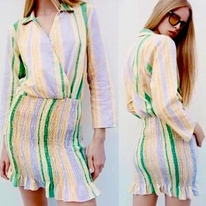ZARA Multicolor Stripe Double Breasted Valery Dress